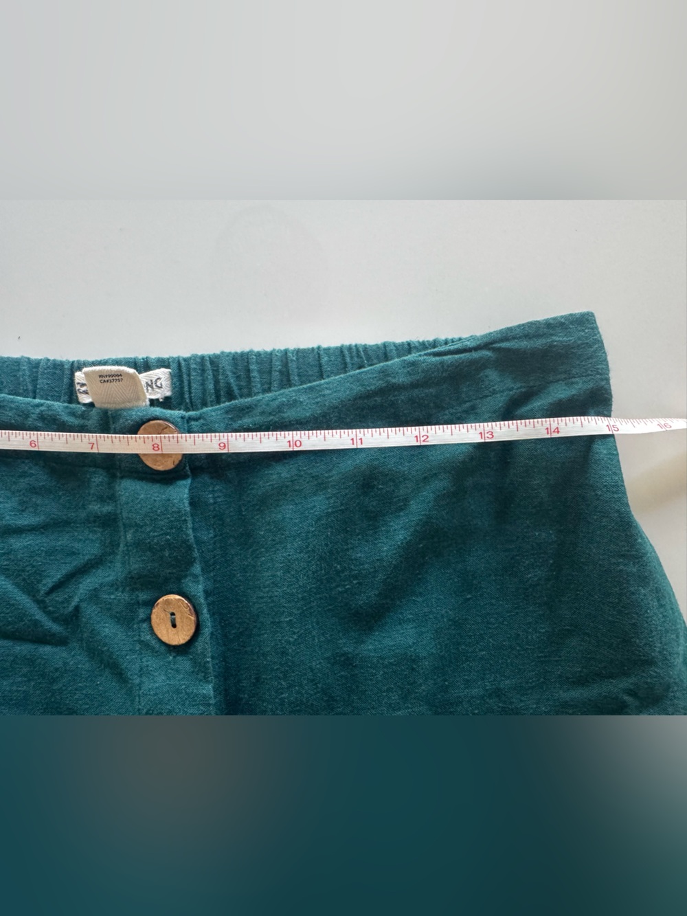 Billabong Teal Button Front Midi Skirt Wood Buttons Linen Blend Boho Coastal - Picture 7 of 7